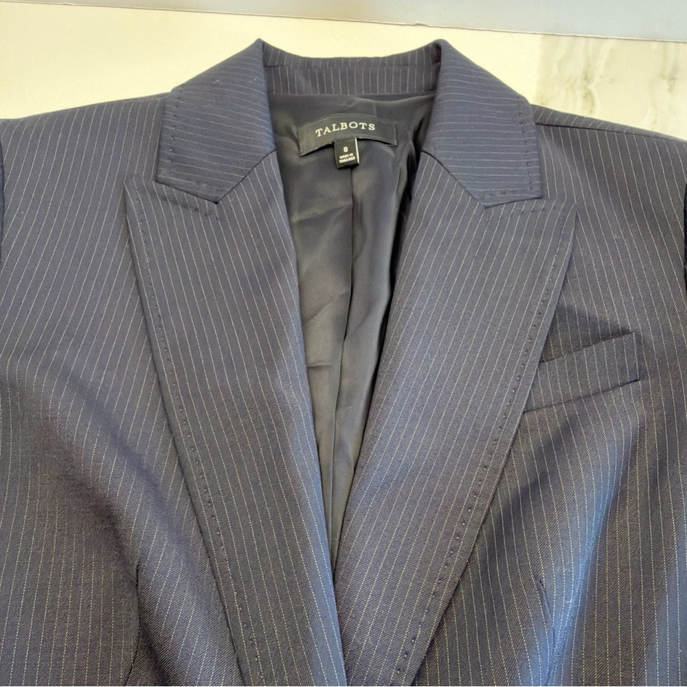 Talbots Black Pinstripe Single-Button Blazer - image 10